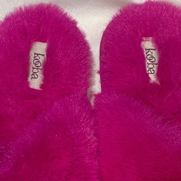Kooba Hot Pink Faux Fur Memory Foam Slippers Size Extra Large - Picture 4 of 11